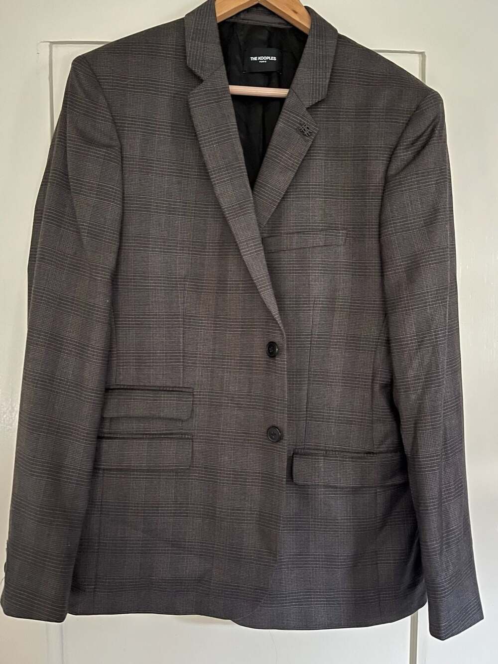 The Kooples Plaid Suit Jacket Gray Size FRENCH 54